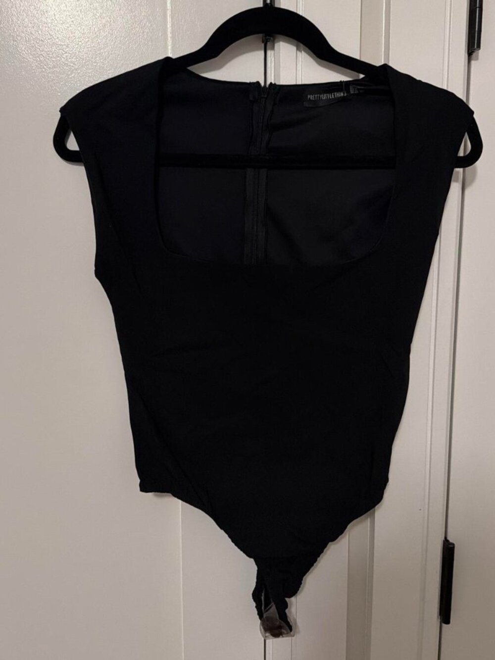 PrettyLittleThing black bodysuit with square neckline